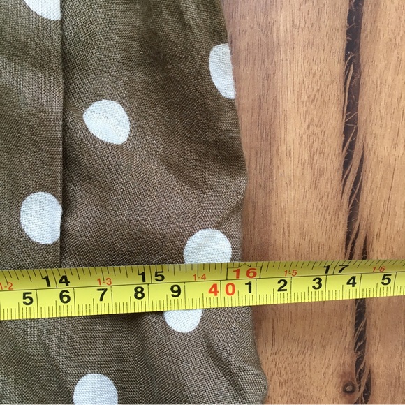 Vintage olive green polka dot belt secretary dress M Flawed - Picture 9 of 10